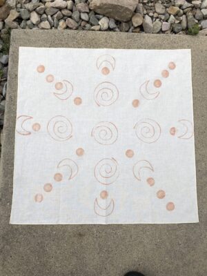Ocher Print Bandanna- Crescent and Spiral