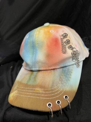 Dyed Adjustable Baseball Hat with Chains and Loops