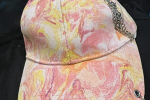 Marbled Adjustable Baseball Hat with Chains and Loops