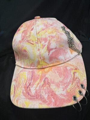 Marbled Adjustable Baseball Hat with Chains and Loops