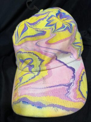 Marbled Adjustable Baseball Hat with Flowers