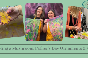 Marbling Drop In make a Bandana, Ornament, Mushroom and More on July 13th Drop In Anytime from 2:00 to 4:00 (Taught by Stephanie, Classroom A and B, Starting at $4.99)