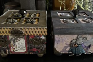 Mixed Media Altered Keepsake Box with Lid with Jackie/Journey Bound Designs in Classrooms A & B $45