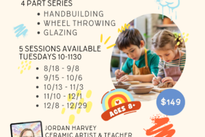 Tuesday Mud Club, 8/18/26-9/8/26 10:00am – 11:30am (Taught by Jordan, Classroom, $149)
